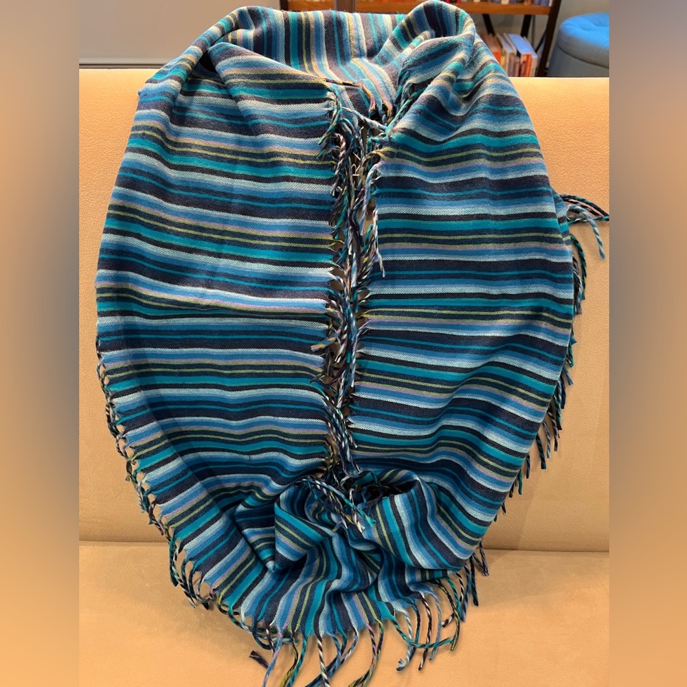 NWT Super Soft Blue Striped Infinity Scarf